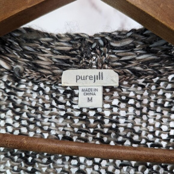 J Jill Cardigan Womens Medium Gray Midi Long Duster Button Sweater Wool Alpaca - Picture 3 of 11